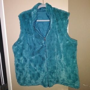 Free Country XXL Teal Faux Fur Reversible Vest